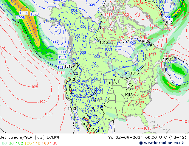 Prąd strumieniowy ECMWF nie. 02.06.2024 06 UTC