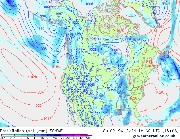 Z500/Regen(+SLP)/Z850 ECMWF zo 02.06.2024 00 UTC