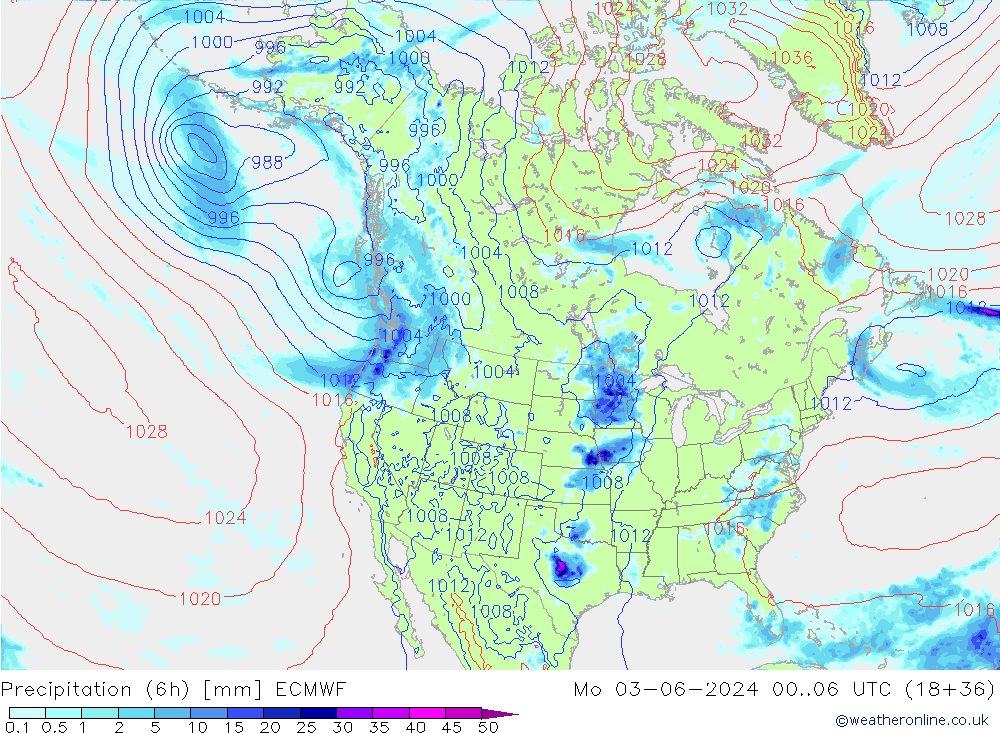 Z500/Yağmur (+YB)/Z850 ECMWF Pzt 03.06.2024 06 UTC