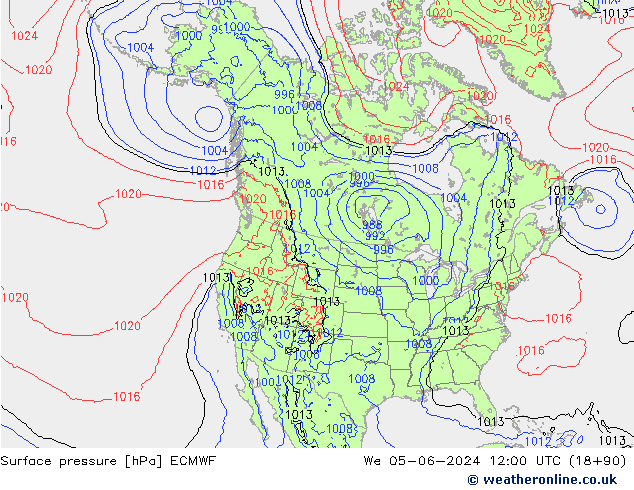 Pressione al suolo ECMWF mer 05.06.2024 12 UTC