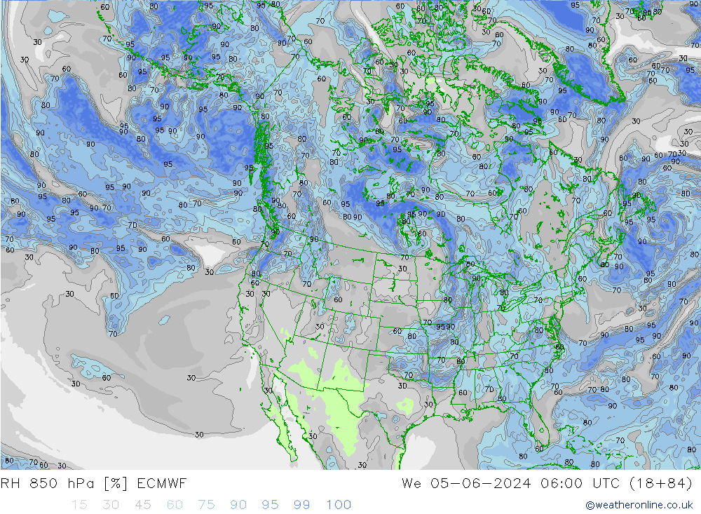 RH 850 hPa ECMWF St 05.06.2024 06 UTC