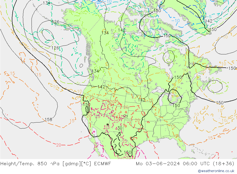 Z500/Yağmur (+YB)/Z850 ECMWF Pzt 03.06.2024 06 UTC