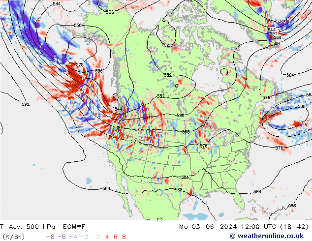 T-Adv. 500 гПа ECMWF пн 03.06.2024 12 UTC