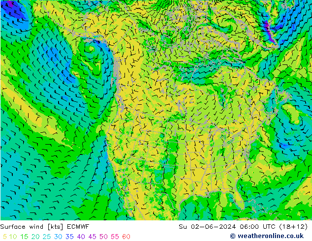 Rüzgar 10 m ECMWF Paz 02.06.2024 06 UTC