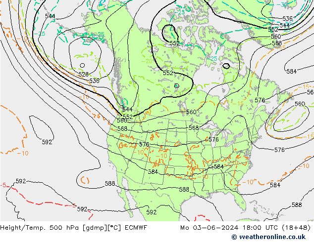 Z500/Rain (+SLP)/Z850 ECMWF lun 03.06.2024 18 UTC