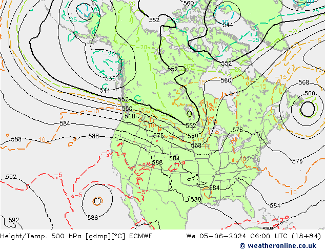 Z500/Yağmur (+YB)/Z850 ECMWF Çar 05.06.2024 06 UTC