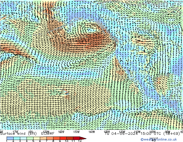  10 m (bft) ECMWF  04.06.2024 15 UTC