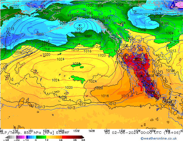 SLP/Temp. 850 hPa ECMWF Ne 02.06.2024 00 UTC