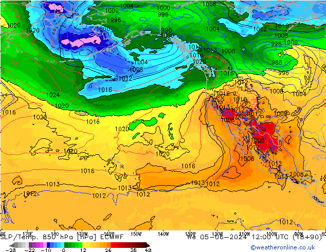 850 hPa Yer Bas./Sıc ECMWF Çar 05.06.2024 12 UTC