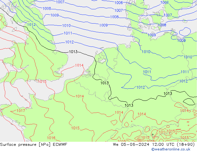 Surface pressure ECMWF We 05.06.2024 12 UTC