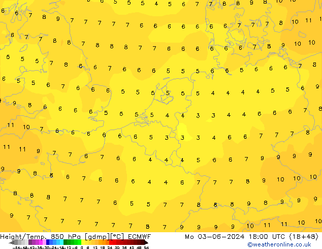 Z500/Rain (+SLP)/Z850 ECMWF пн 03.06.2024 18 UTC