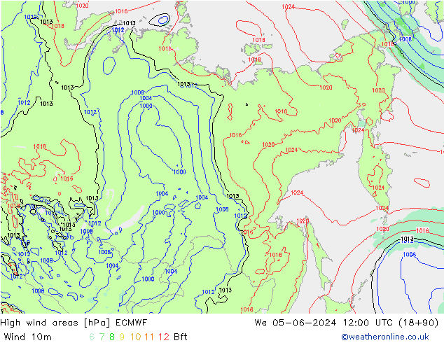 High wind areas ECMWF Qua 05.06.2024 12 UTC