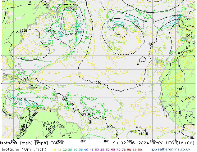 Isotachs (mph) ECMWF Su 02.06.2024 00 UTC