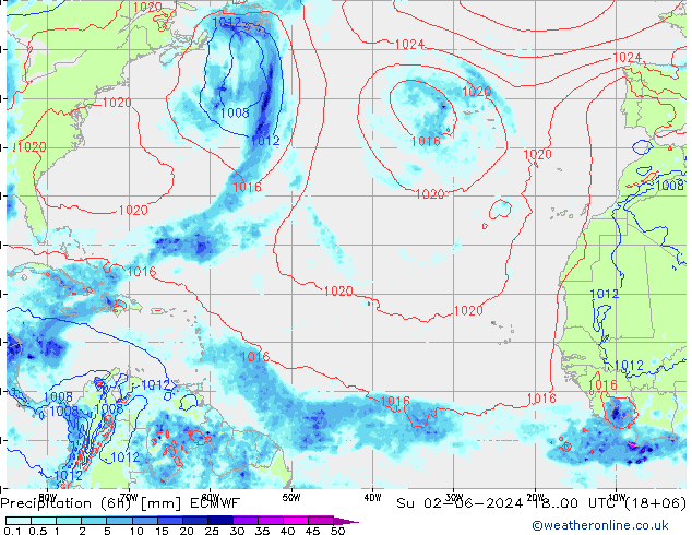 Z500/Rain (+SLP)/Z850 ECMWF Su 02.06.2024 00 UTC