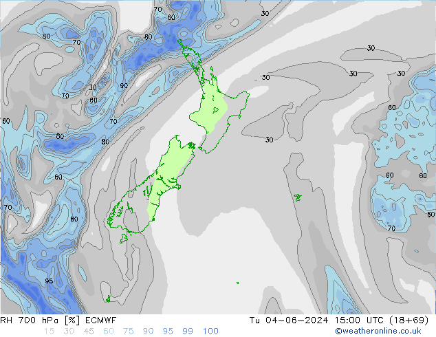 RH 700 гПа ECMWF вт 04.06.2024 15 UTC