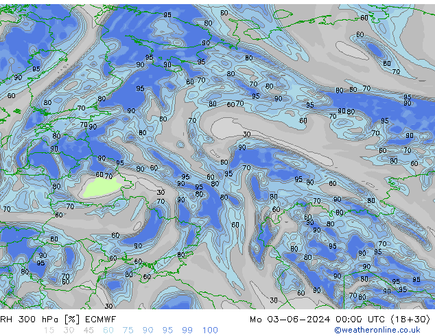 300 hPa Nispi Nem ECMWF Pzt 03.06.2024 00 UTC