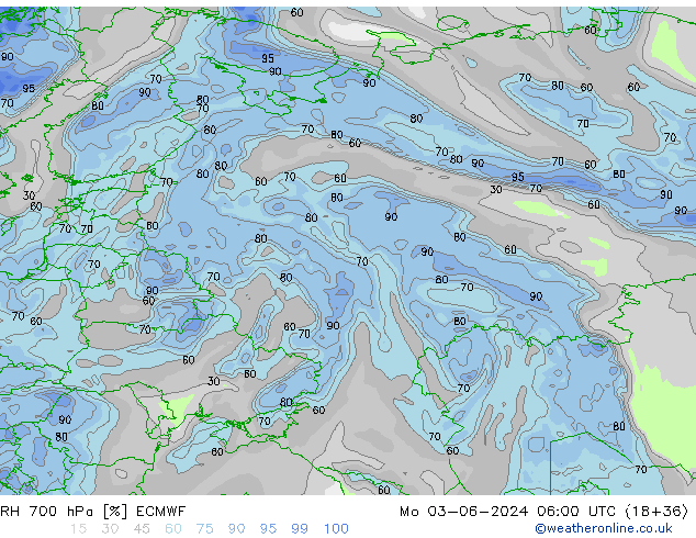 RH 700 hPa ECMWF  03.06.2024 06 UTC