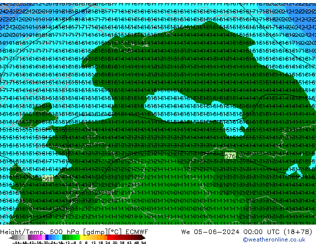 Z500/Rain (+SLP)/Z850 ECMWF We 05.06.2024 00 UTC