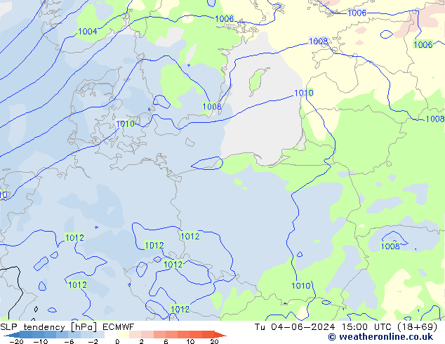 Tendenza di Pressione ECMWF mar 04.06.2024 15 UTC