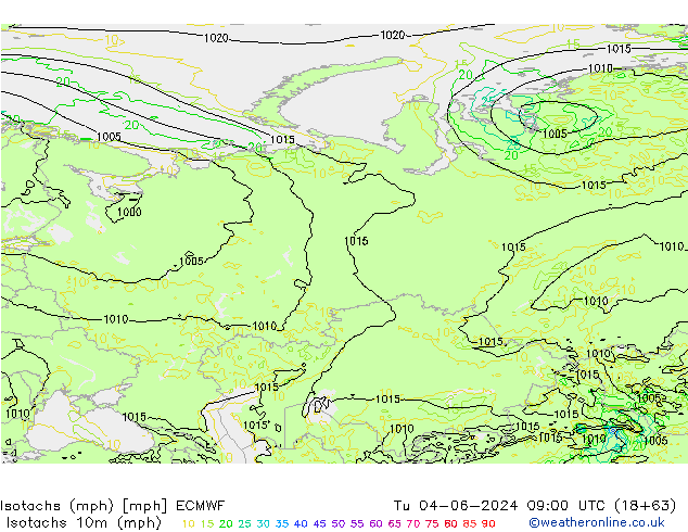 Isotachs (mph) ECMWF Tu 04.06.2024 09 UTC