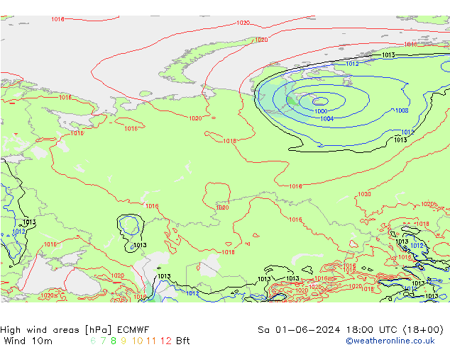 High wind areas ECMWF sáb 01.06.2024 18 UTC