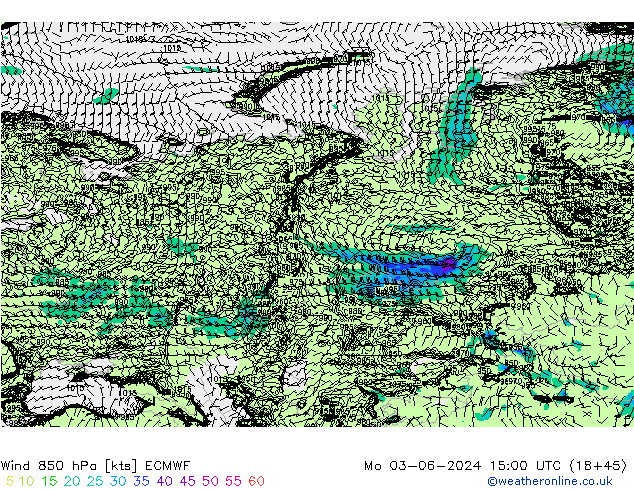 Wind 850 hPa ECMWF Mo 03.06.2024 15 UTC