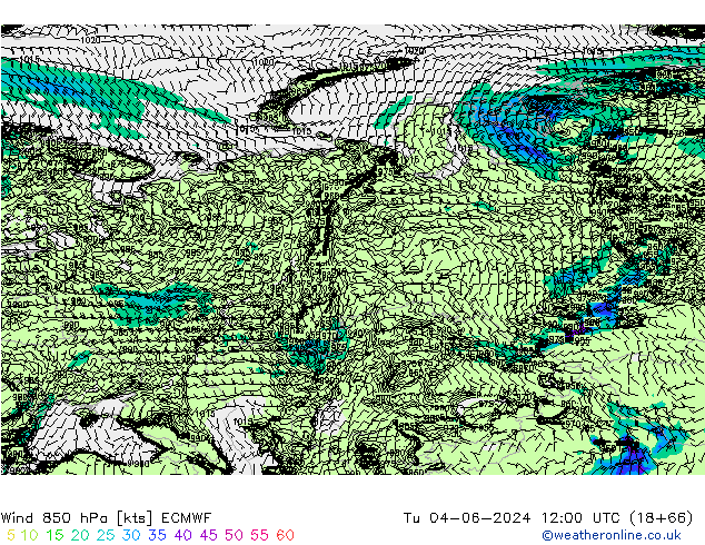 Wind 850 hPa ECMWF di 04.06.2024 12 UTC