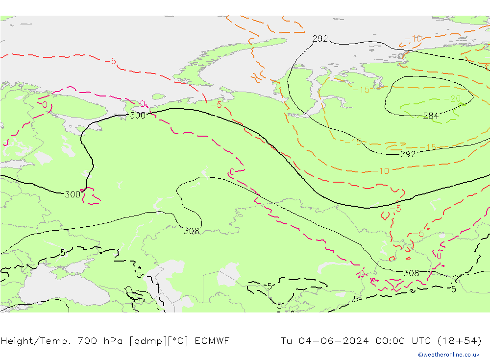 Height/Temp. 700 hPa ECMWF Tu 04.06.2024 00 UTC
