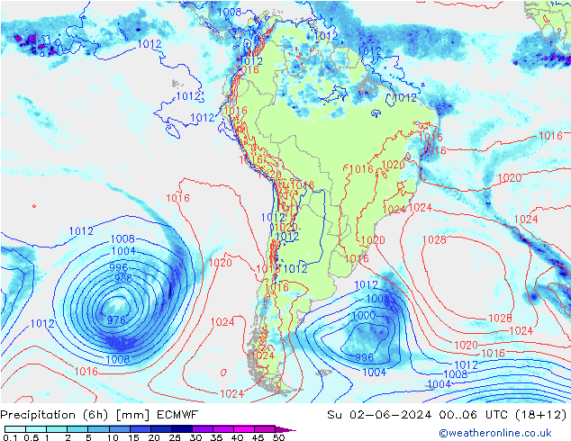 Z500/Rain (+SLP)/Z850 ECMWF Su 02.06.2024 06 UTC