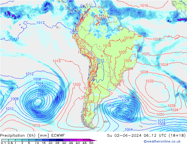 Z500/Rain (+SLP)/Z850 ECMWF Вс 02.06.2024 12 UTC