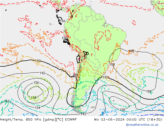Height/Temp. 850 hPa ECMWF Po 03.06.2024 00 UTC