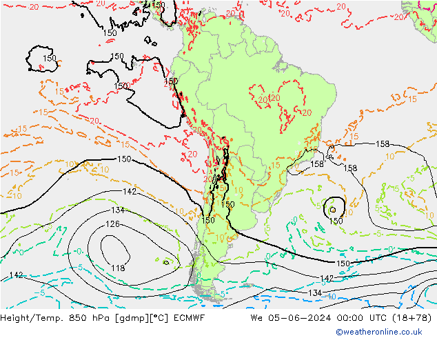 Z500/Rain (+SLP)/Z850 ECMWF Mi 05.06.2024 00 UTC