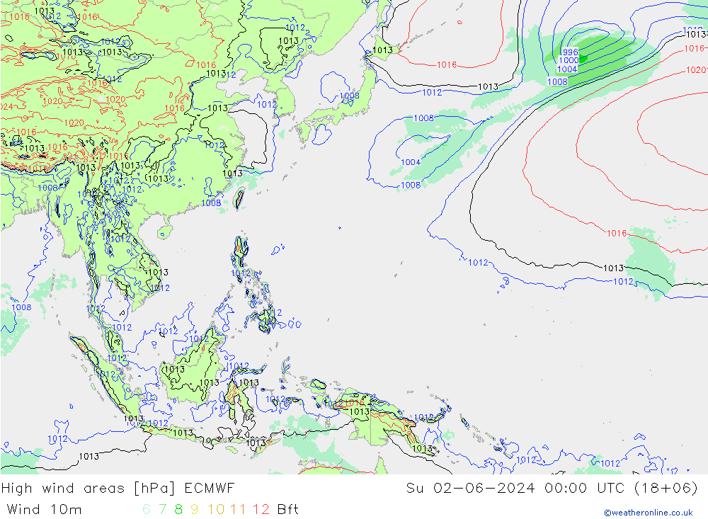 High wind areas ECMWF dom 02.06.2024 00 UTC