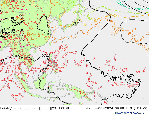 Z500/Rain (+SLP)/Z850 ECMWF Mo 03.06.2024 06 UTC