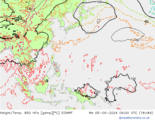 Z500/Rain (+SLP)/Z850 ECMWF Qua 05.06.2024 06 UTC