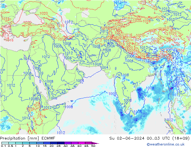 precipitação ECMWF Dom 02.06.2024 03 UTC