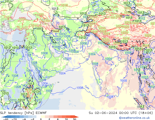 SLP tendency ECMWF Su 02.06.2024 00 UTC