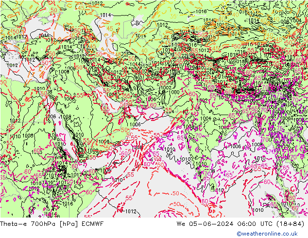 Theta-e 700hPa ECMWF  05.06.2024 06 UTC