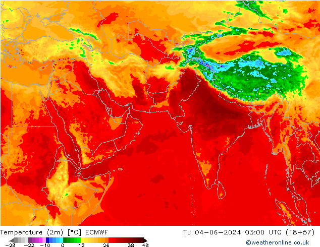 карта температуры ECMWF вт 04.06.2024 03 UTC