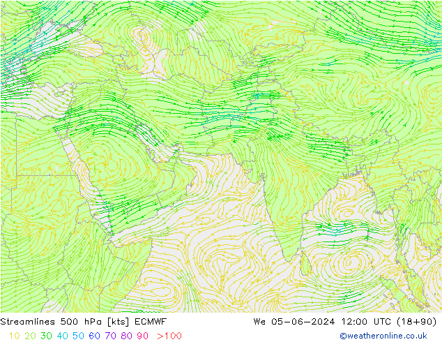 Stroomlijn 500 hPa ECMWF wo 05.06.2024 12 UTC