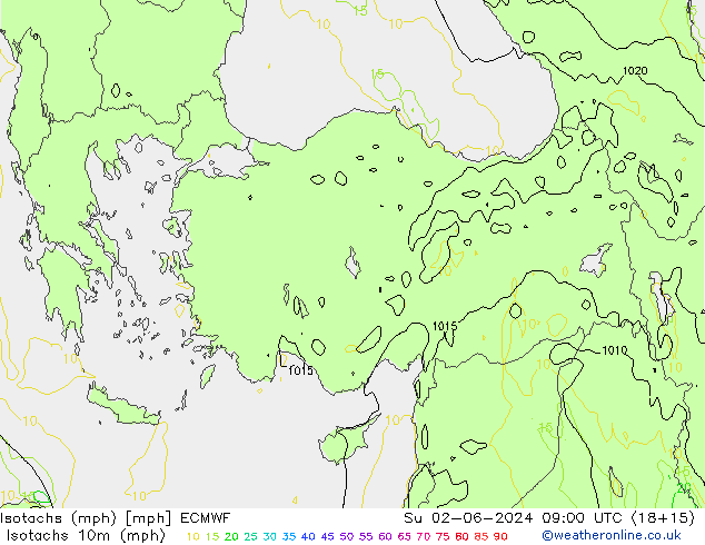 Isotachs (mph) ECMWF Dom 02.06.2024 09 UTC