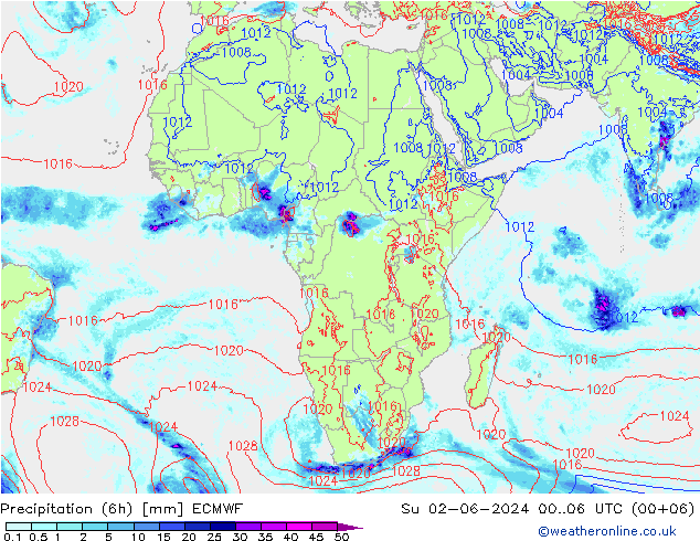 Z500/Rain (+SLP)/Z850 ECMWF Dom 02.06.2024 06 UTC