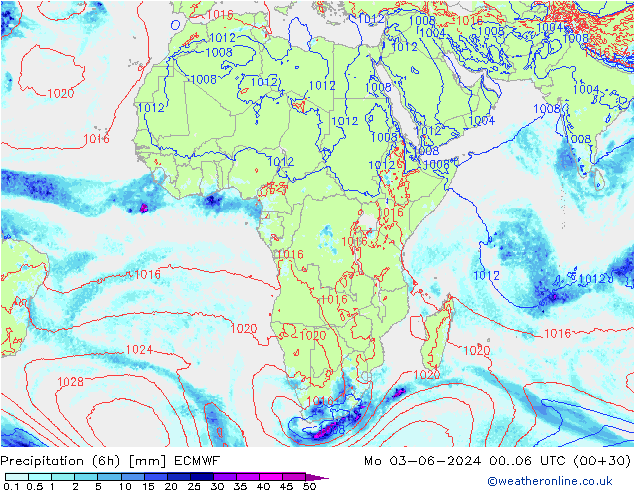 Z500/Rain (+SLP)/Z850 ECMWF  03.06.2024 06 UTC