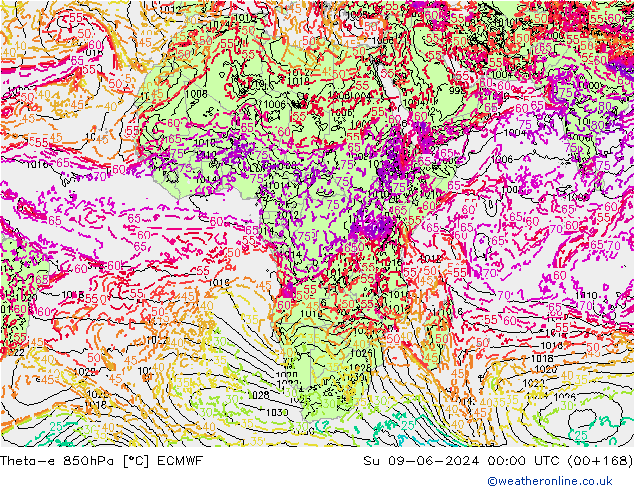 Theta-e 850hPa ECMWF  09.06.2024 00 UTC