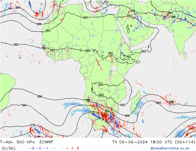 T-Adv. 500 hPa ECMWF jue 06.06.2024 18 UTC