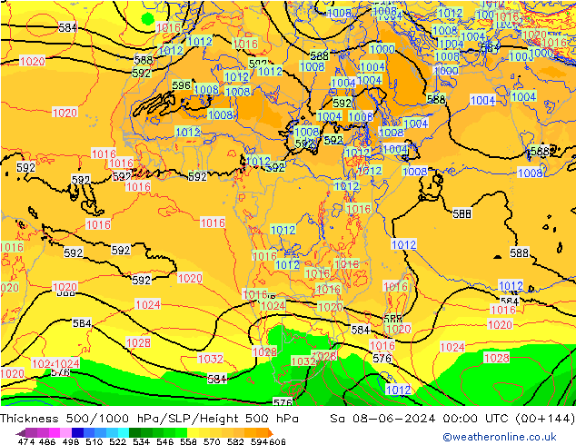 Thck 500-1000hPa ECMWF so. 08.06.2024 00 UTC