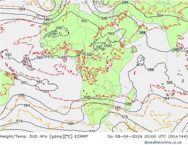 Height/Temp. 500 гПа ECMWF сб 08.06.2024 00 UTC