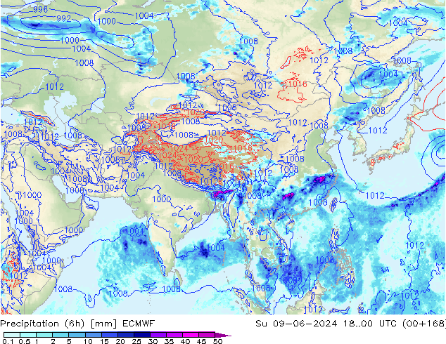 Z500/Regen(+SLP)/Z850 ECMWF zo 09.06.2024 00 UTC