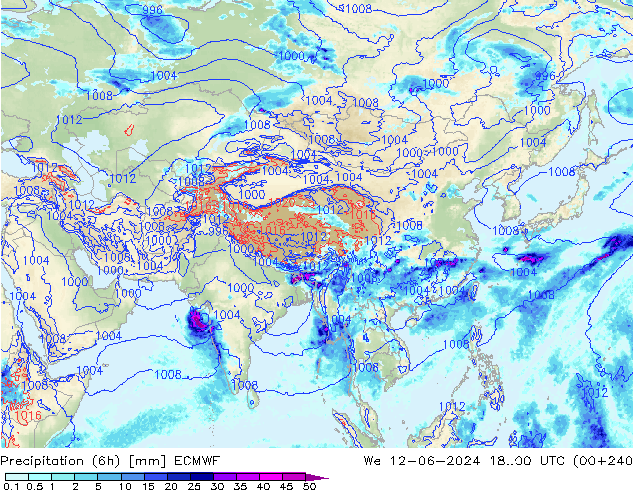 Z500/Yağmur (+YB)/Z850 ECMWF Çar 12.06.2024 00 UTC