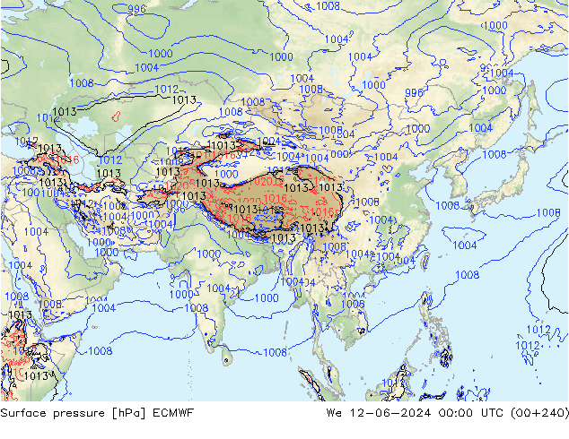 Yer basıncı ECMWF Çar 12.06.2024 00 UTC